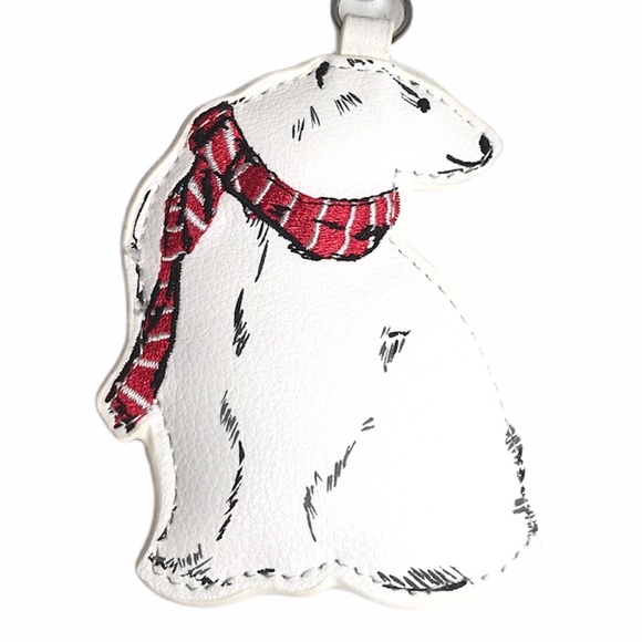 Vera Bradley Bag Charm Beary Merry, White, Red - Picture 2 of 5